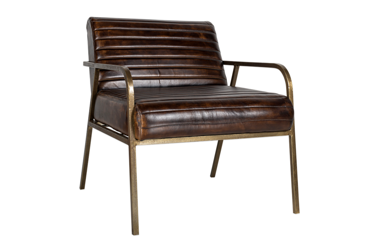 Nkuku Mirai Ribbed Leather Armchair Chocolate Brown