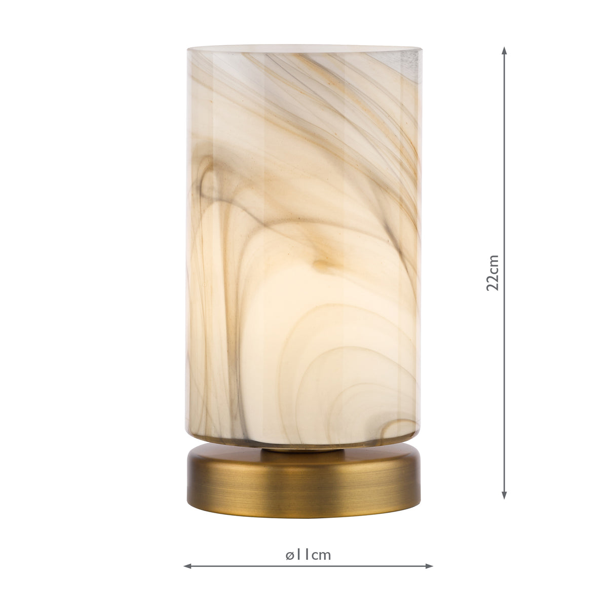 Dar Magda Table Lamp Touch On/Off Antique Bronze and Art Glass