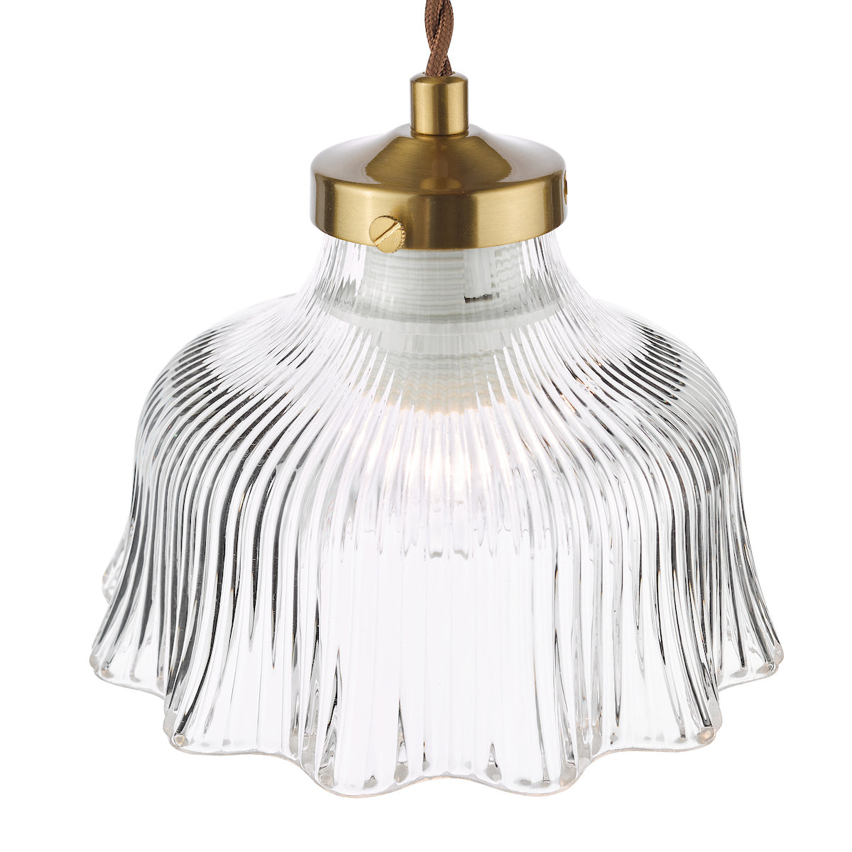 Dar Maude Pendant Natural Brass and Ribbed Glass