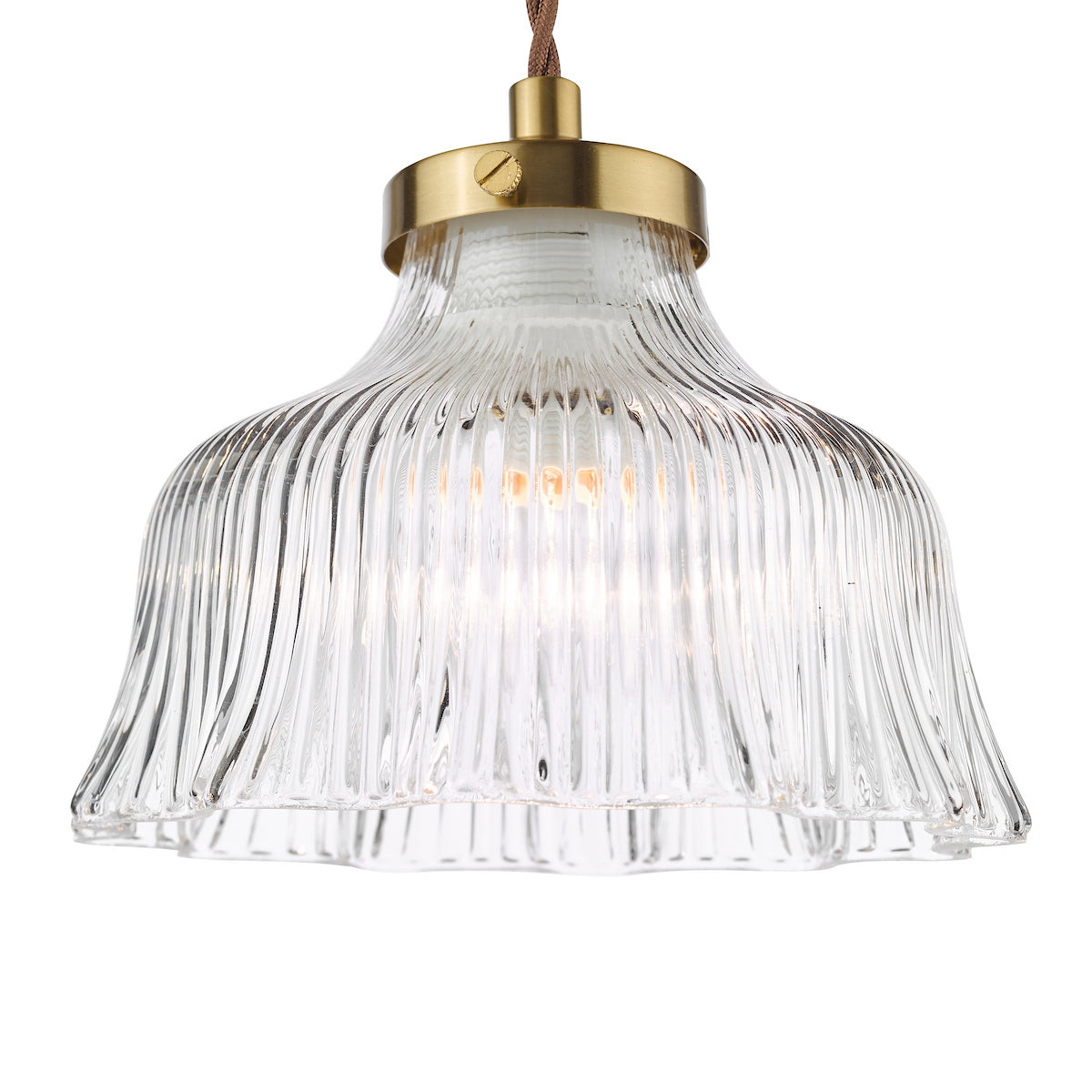 Dar Maude Pendant Natural Brass and Ribbed Glass