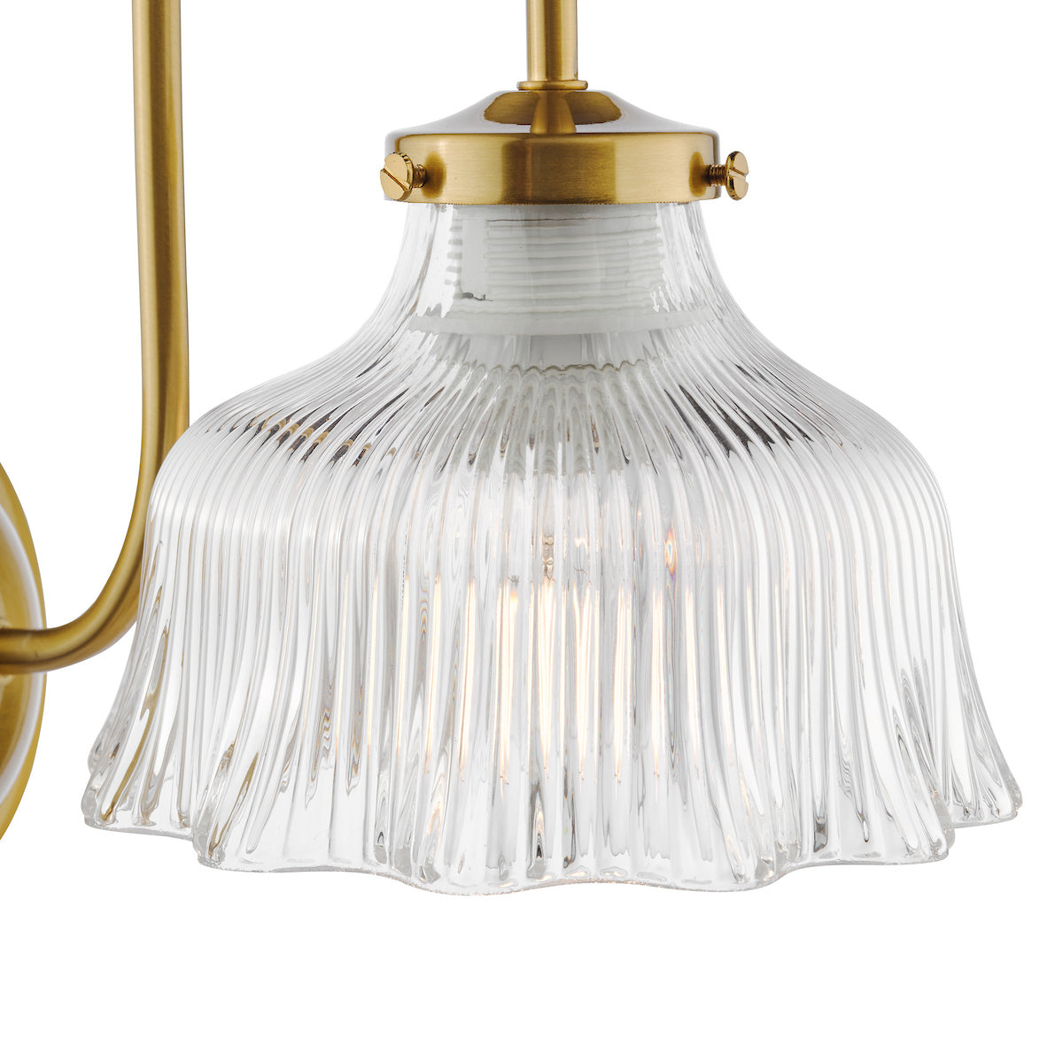 Dar Maude Wall Light Natural Brass and Ribbed Glass