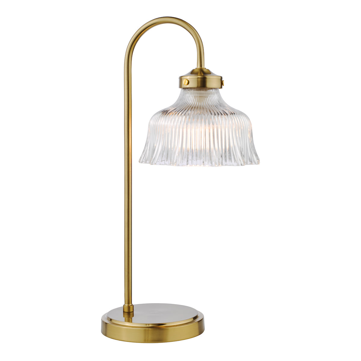 Dar Maude Table Lamp Natural Brass and Ribbed Glass