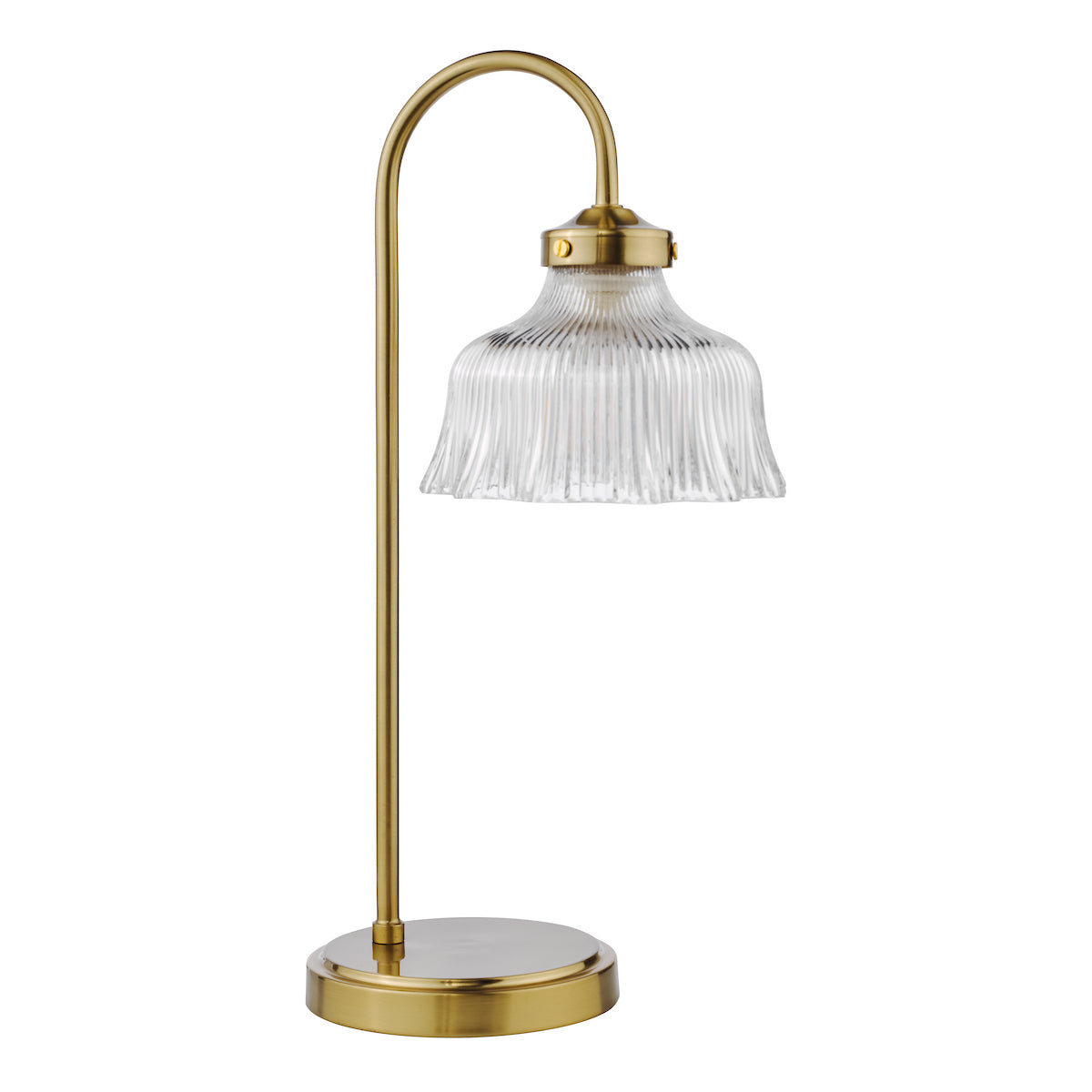 Dar Maude Table Lamp Natural Brass and Ribbed Glass