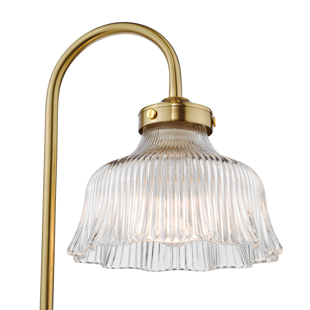 Dar Maude Table Lamp Natural Brass and Ribbed Glass