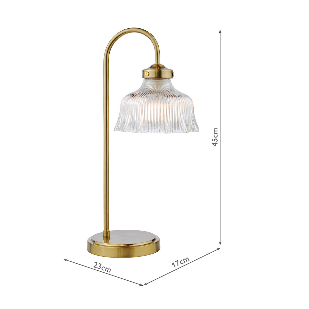 Dar Maude Table Lamp Natural Brass and Ribbed Glass