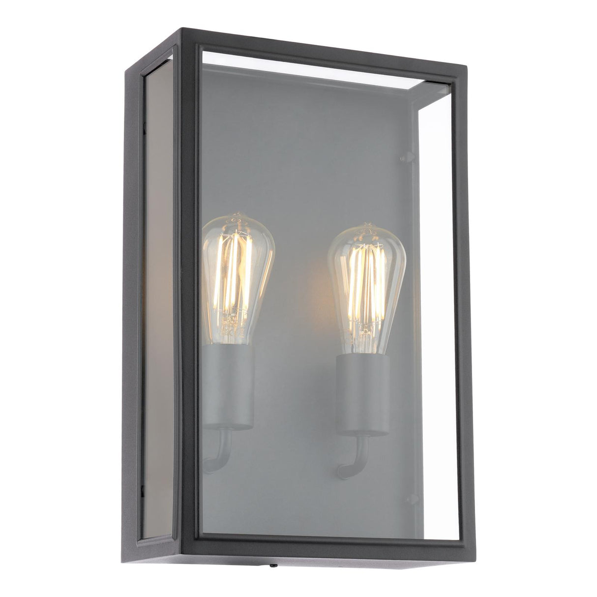 Dar Mazin 2 Light Outdoor Wall Light Matt Black and Glass IP44