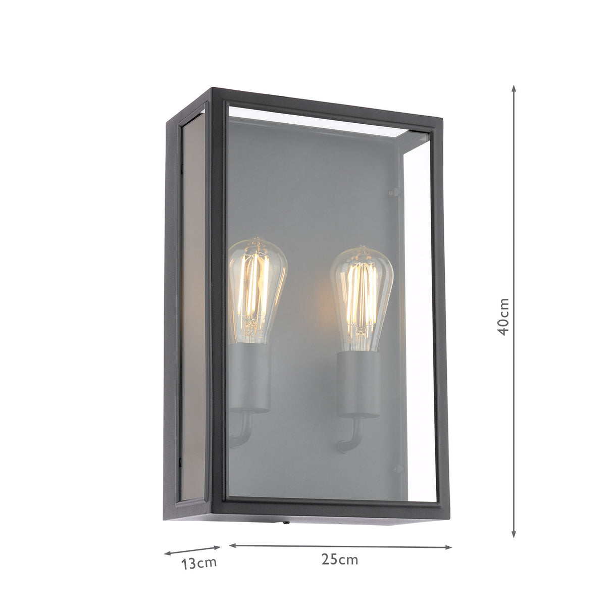 Dar Mazin 2 Light Outdoor Wall Light Matt Black and Glass IP44
