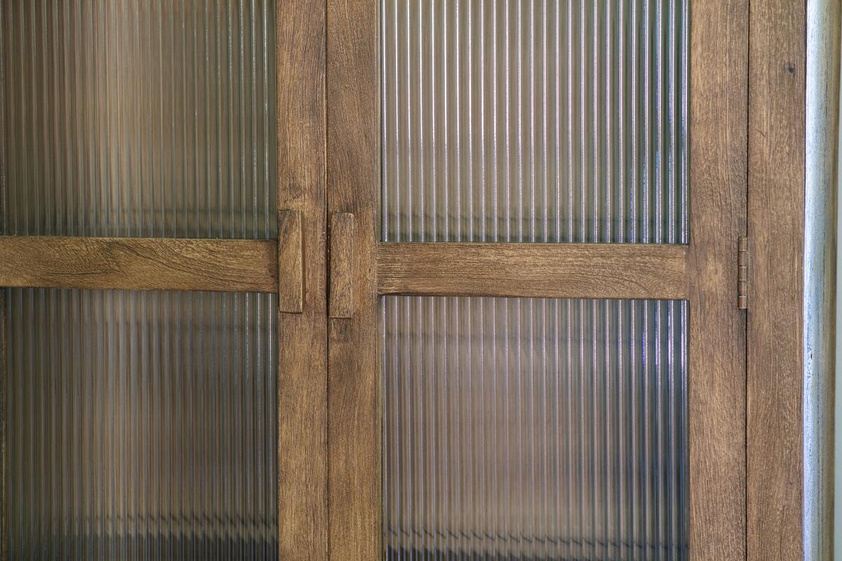 Nkuku Mendani Mango Wood & Fluted Glass Cabinet Walnut