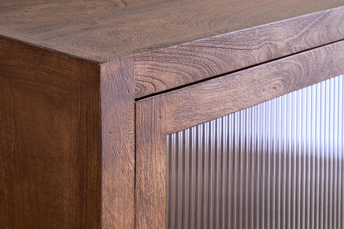 Nkuku Mendani Mango Wood & Fluted Glass Glass Low Cabinet Walnut