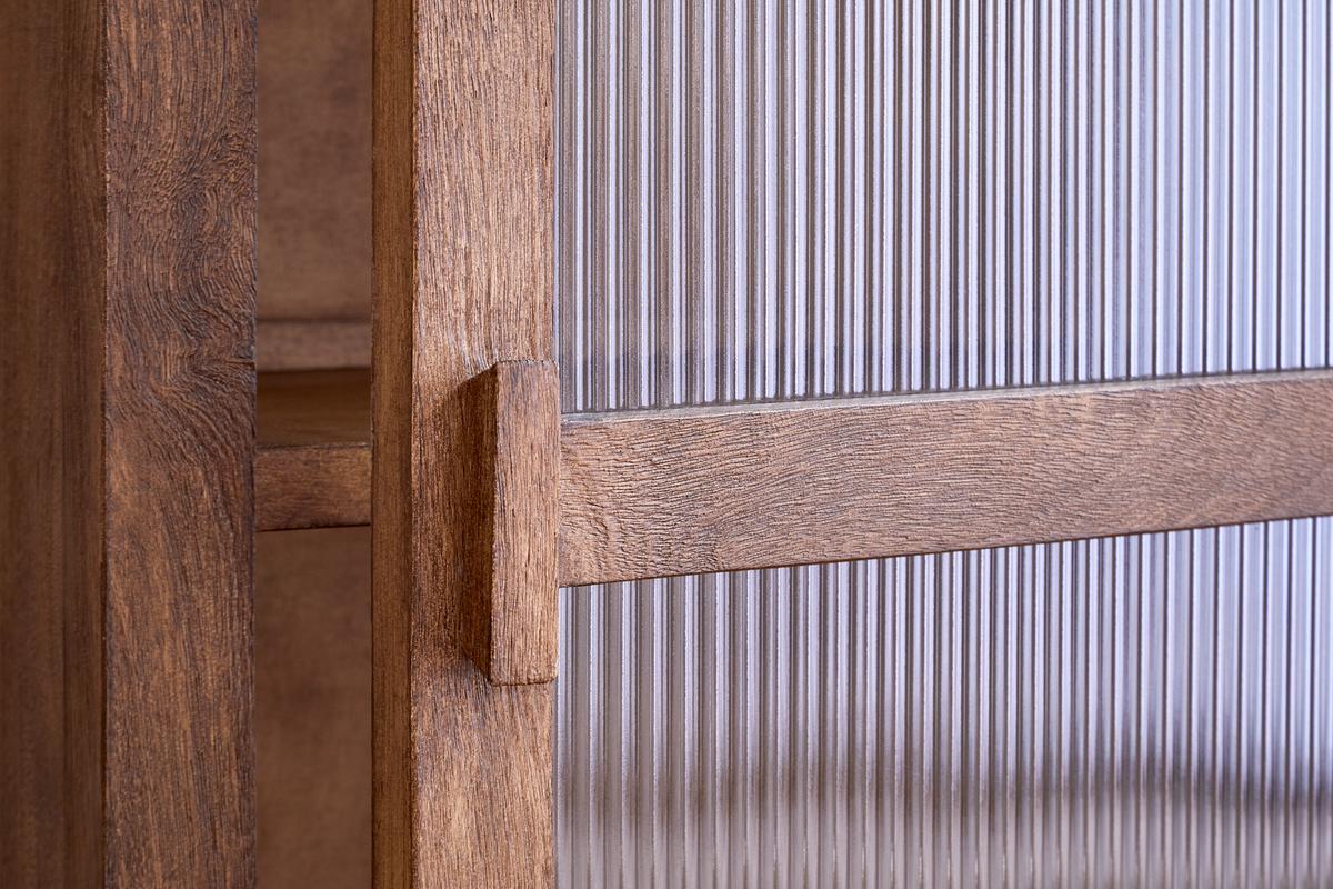 Nkuku Mendani Mango Wood & Fluted Glass Glass Low Cabinet Walnut