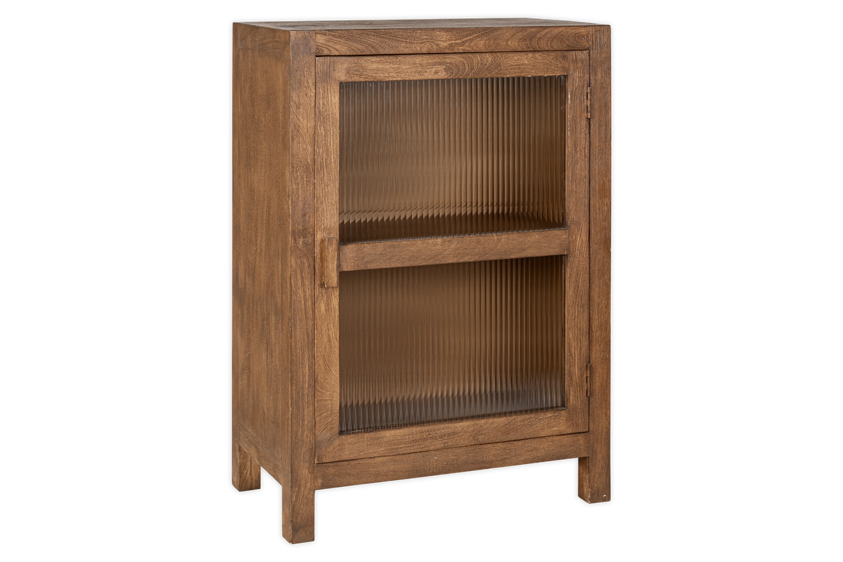 Nkuku Mendani Mango Wood & Fluted Glass Glass Low Cabinet Walnut