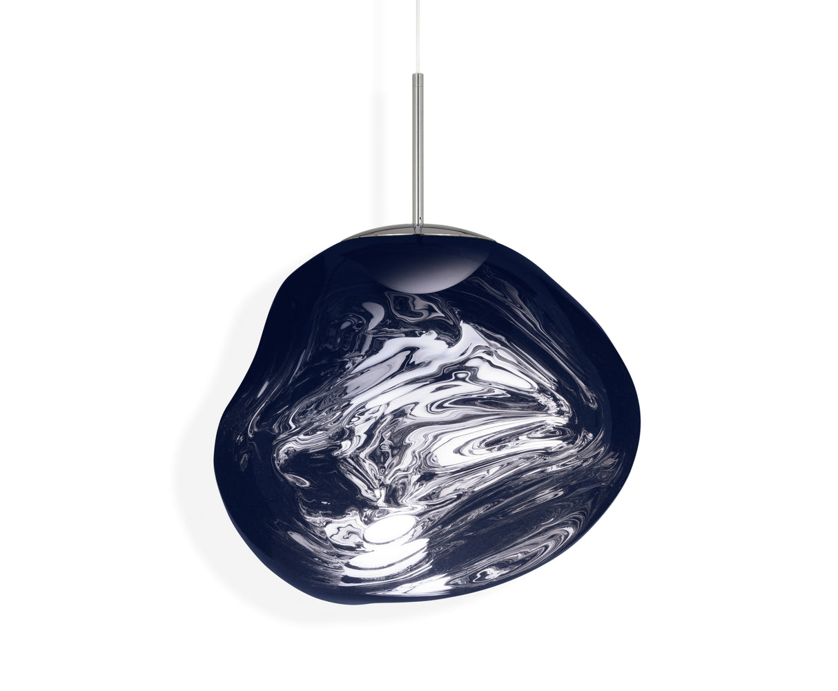 smoke glass MELT LED pendant light with abstract swirling design, modern hanging lamp