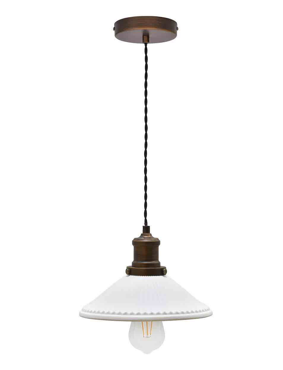 Garden Trading Beaulieu Pendant Light Fluted Cone Antique Bronze