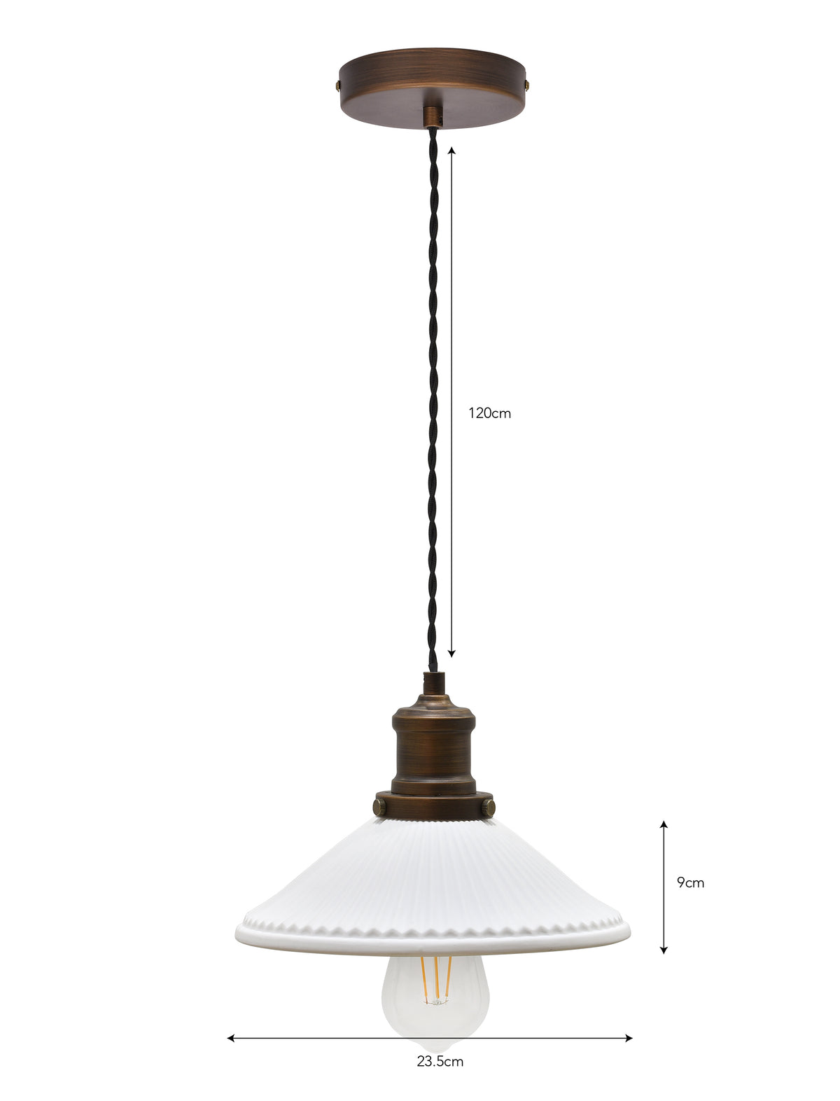 Garden Trading Beaulieu Pendant Light Fluted Cone Antique Bronze