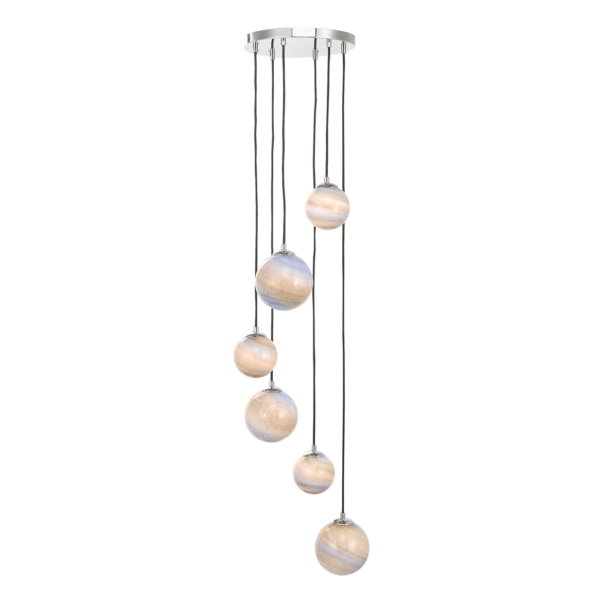 Dar Mikara 6lt Cluster Pendant Planet Glass & Polished Chrome