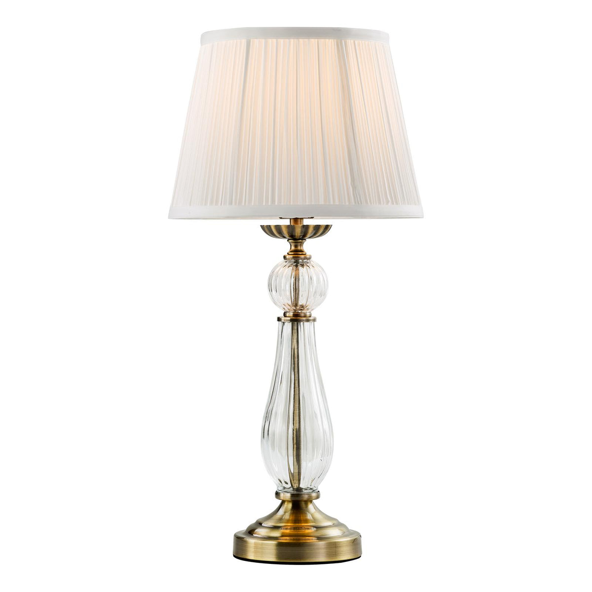 Dar Mitzy Table Lamp Antique Bronze and Ribbed Glass With Shade