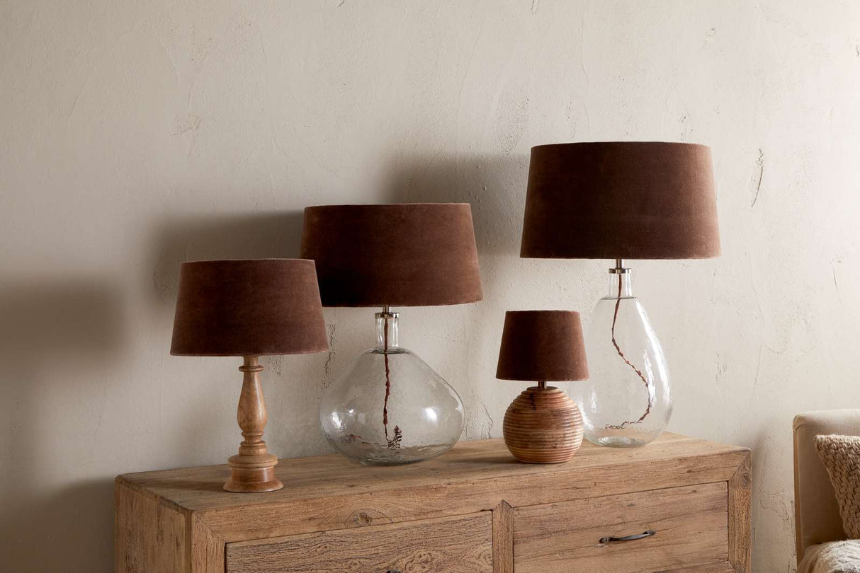 Nkuku Mendai Velvet & Linen Lampshade Mocha Small