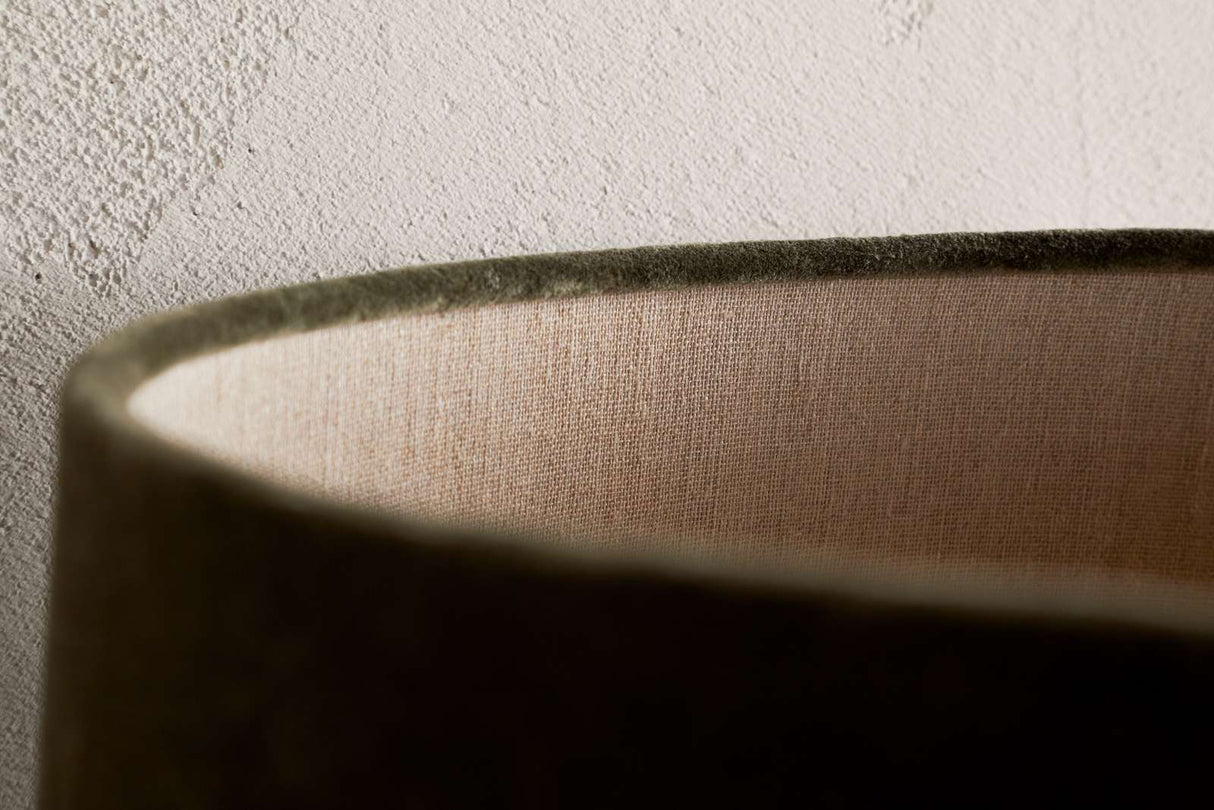 Nkuku Mendai Velvet & Linen Lampshade Moss Green Small