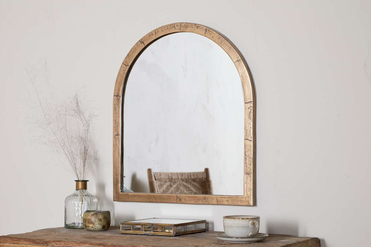 Nkuku Murwara Wall Mirror Antique Brass Small