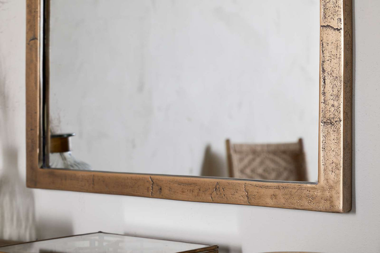 Nkuku Murwara Wall Mirror Antique Brass Small