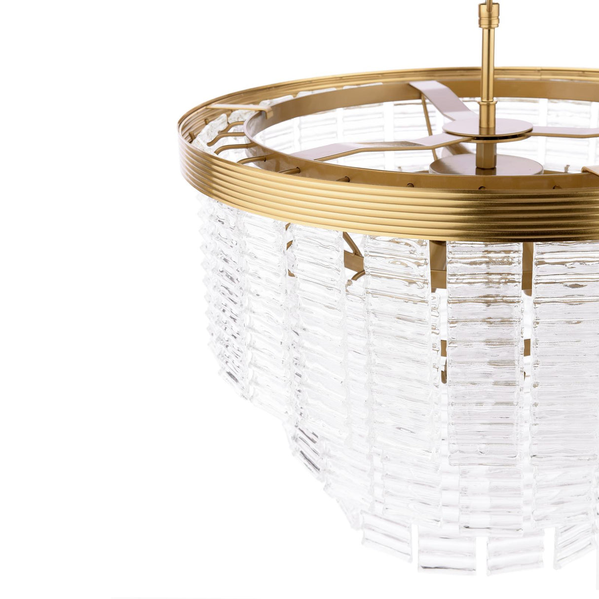 Dar Moesha 6 Light Pendant Chandelier Natural Brass and Ribbed Glass