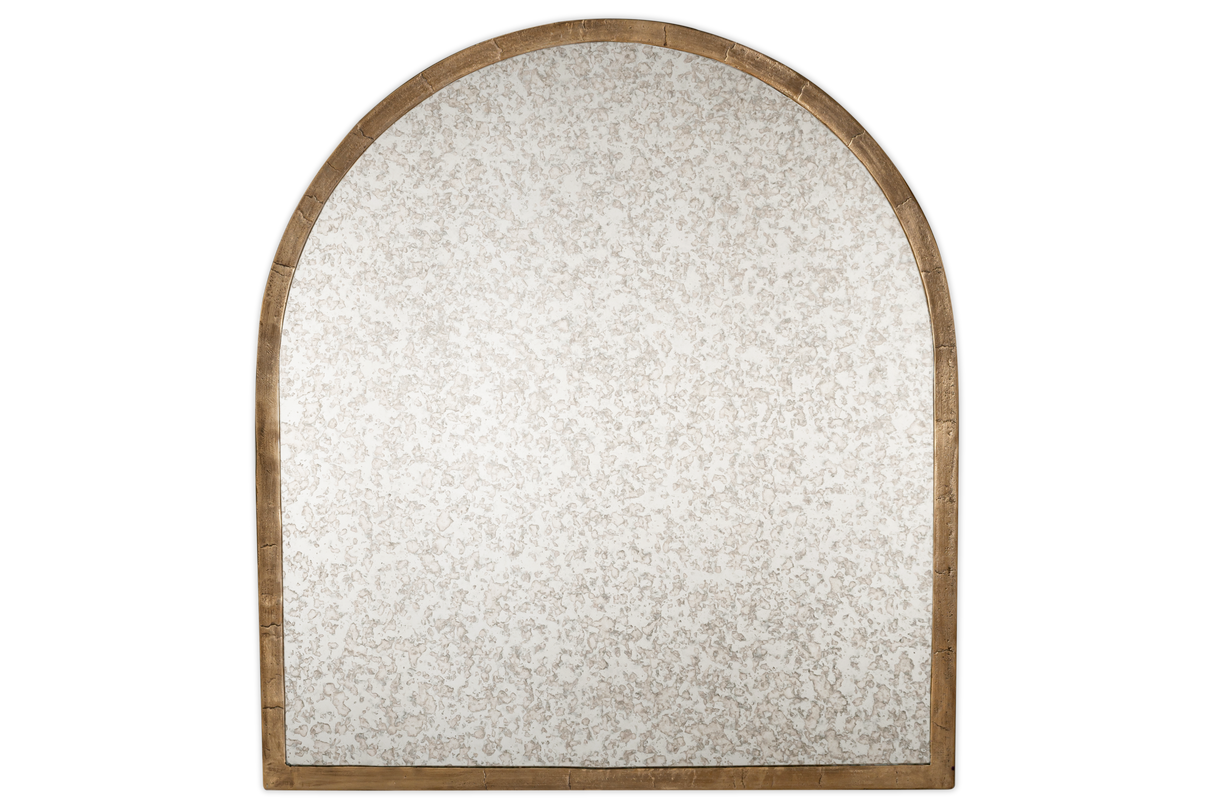 Nkuku Murwara Antique Glass Arched Mirror Antique Brass