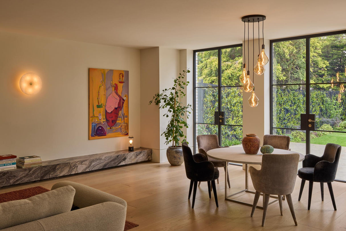 Tala Magma Wall or Flush Light 42.5cm Solid Brass with Five Sphere LED Bulbs