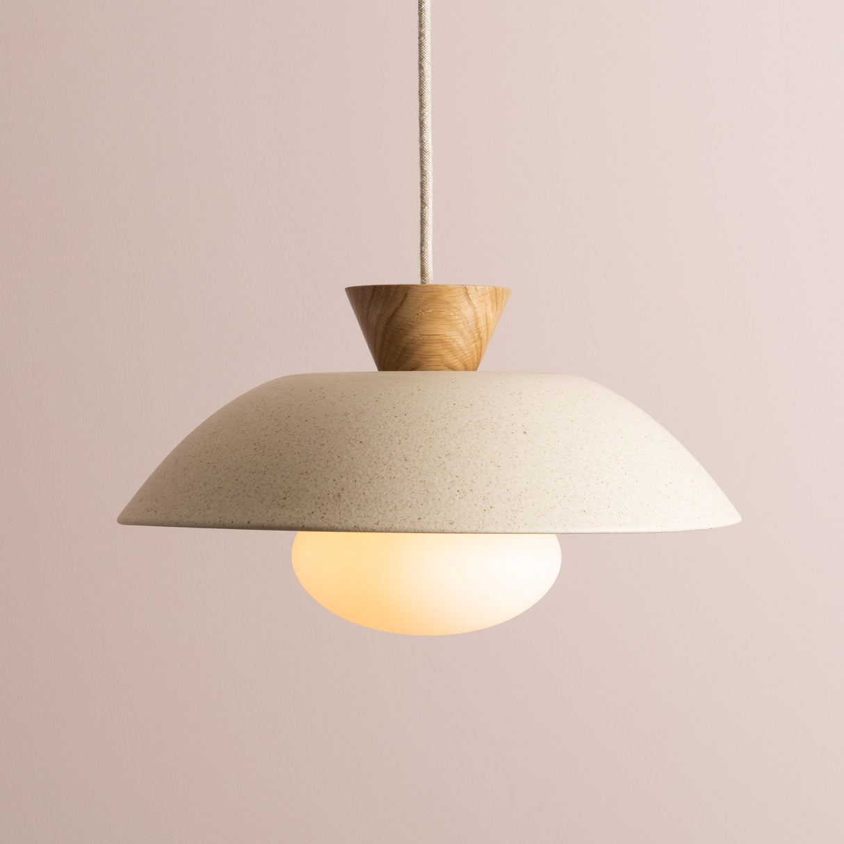 Studio Haran Dawn Pendant Light in Ceramic and Oak