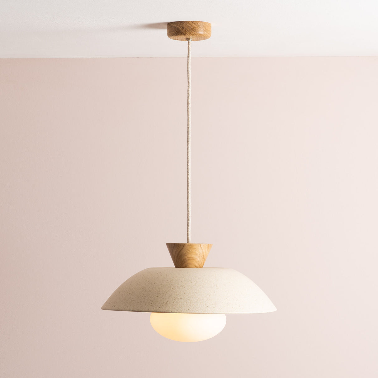 Studio Haran Dawn Pendant Light in Ceramic and Oak