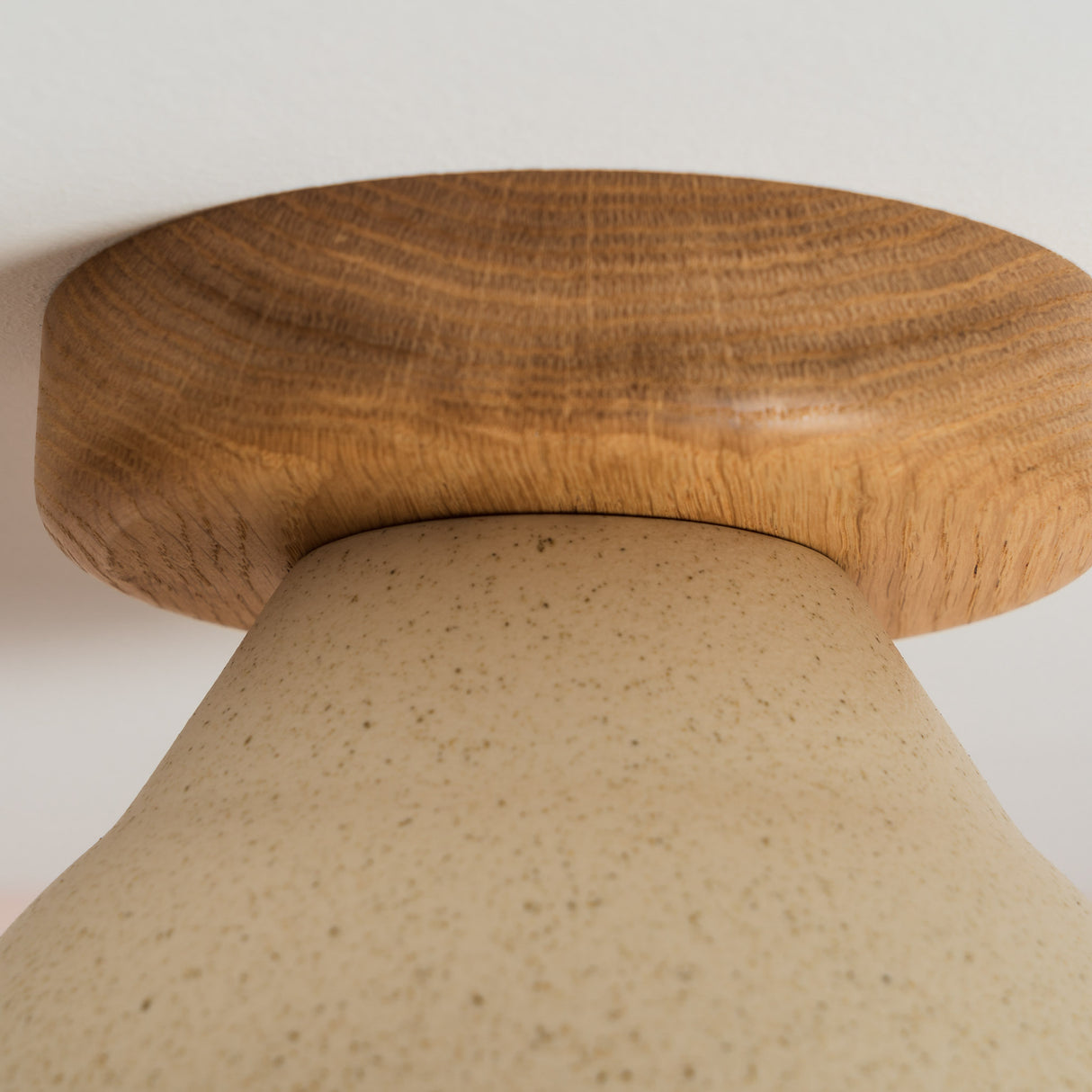 Studio Haran Element Flush Ceiling Light in Ceramic and Oak
