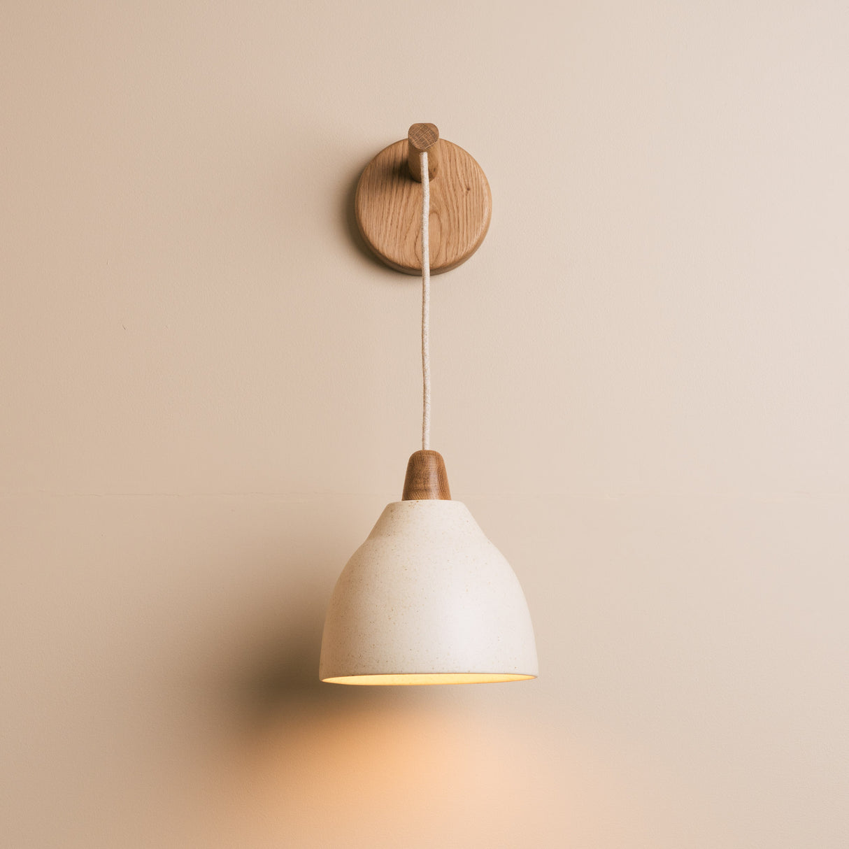 Studio Haran Element Hanging Wall Light in Ceramic and Oak