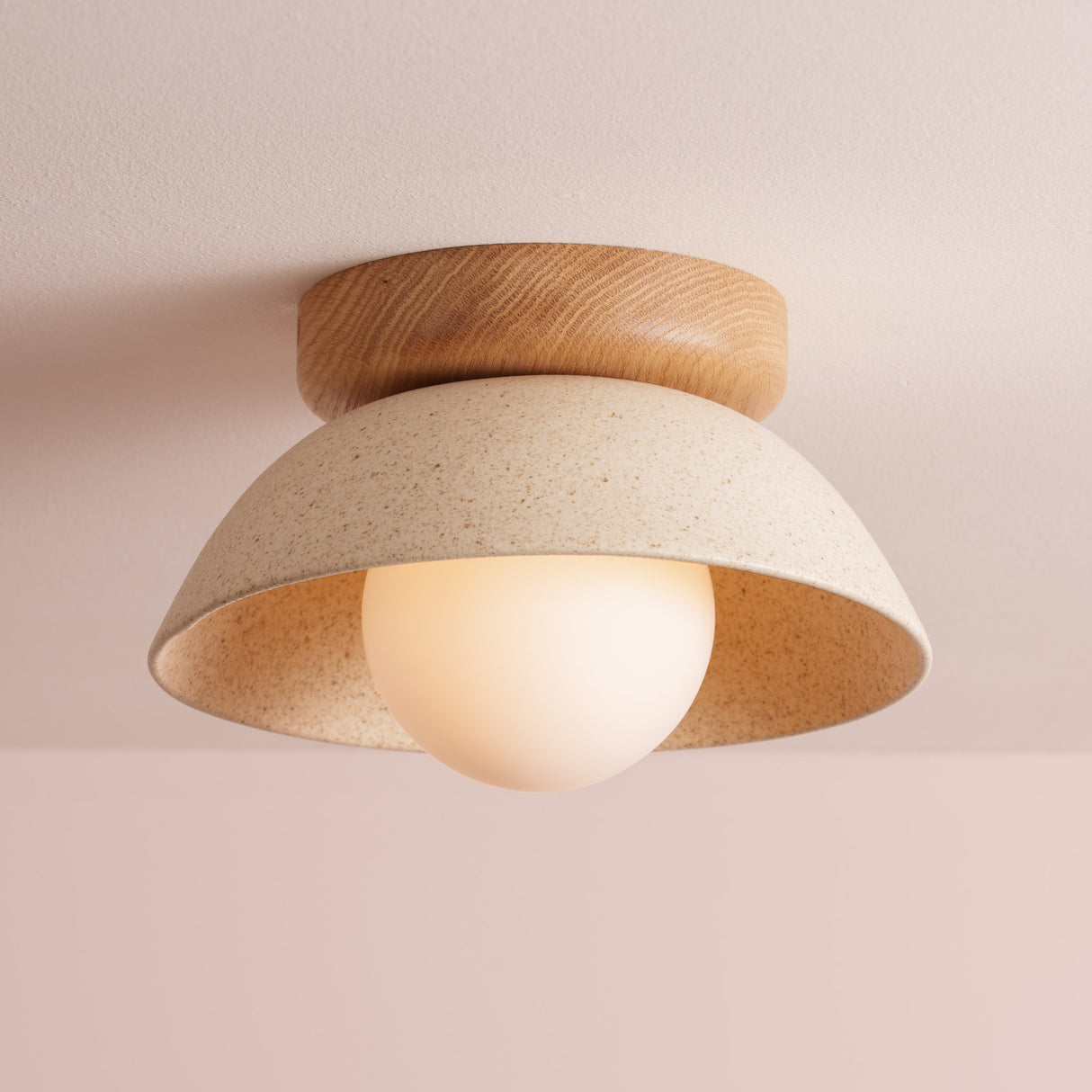 Studio Haran Small Dawn Ceiling Light in Ceramic and Oak