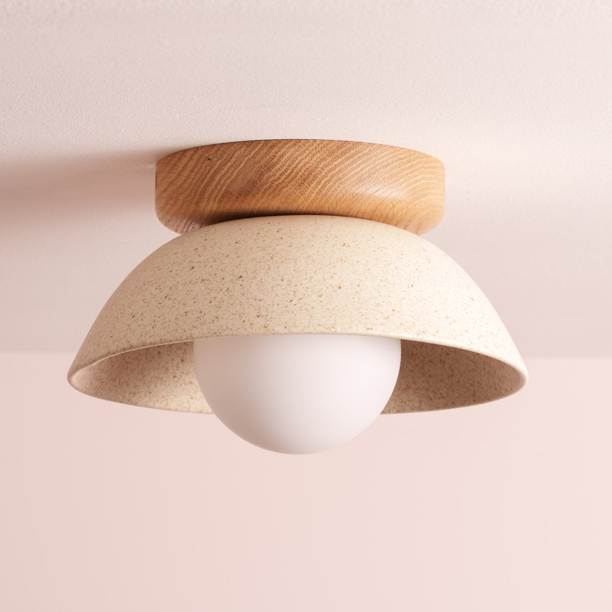 Studio Haran Small Dawn Ceiling Light in Ceramic and Oak