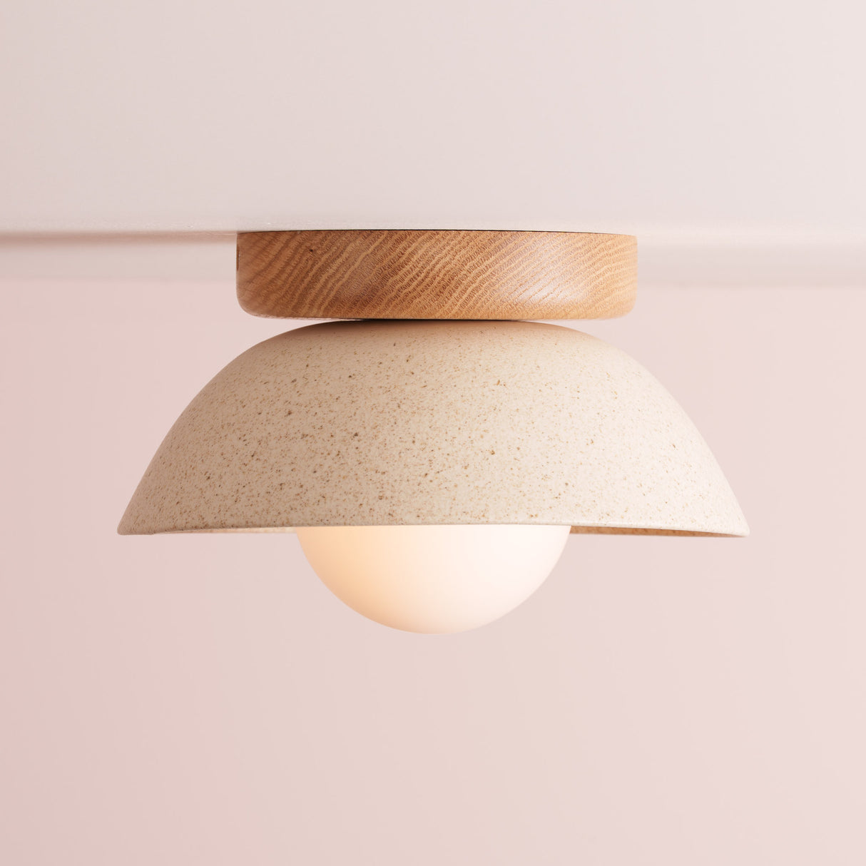 Studio Haran Small Dawn Ceiling Light in Ceramic and Oak