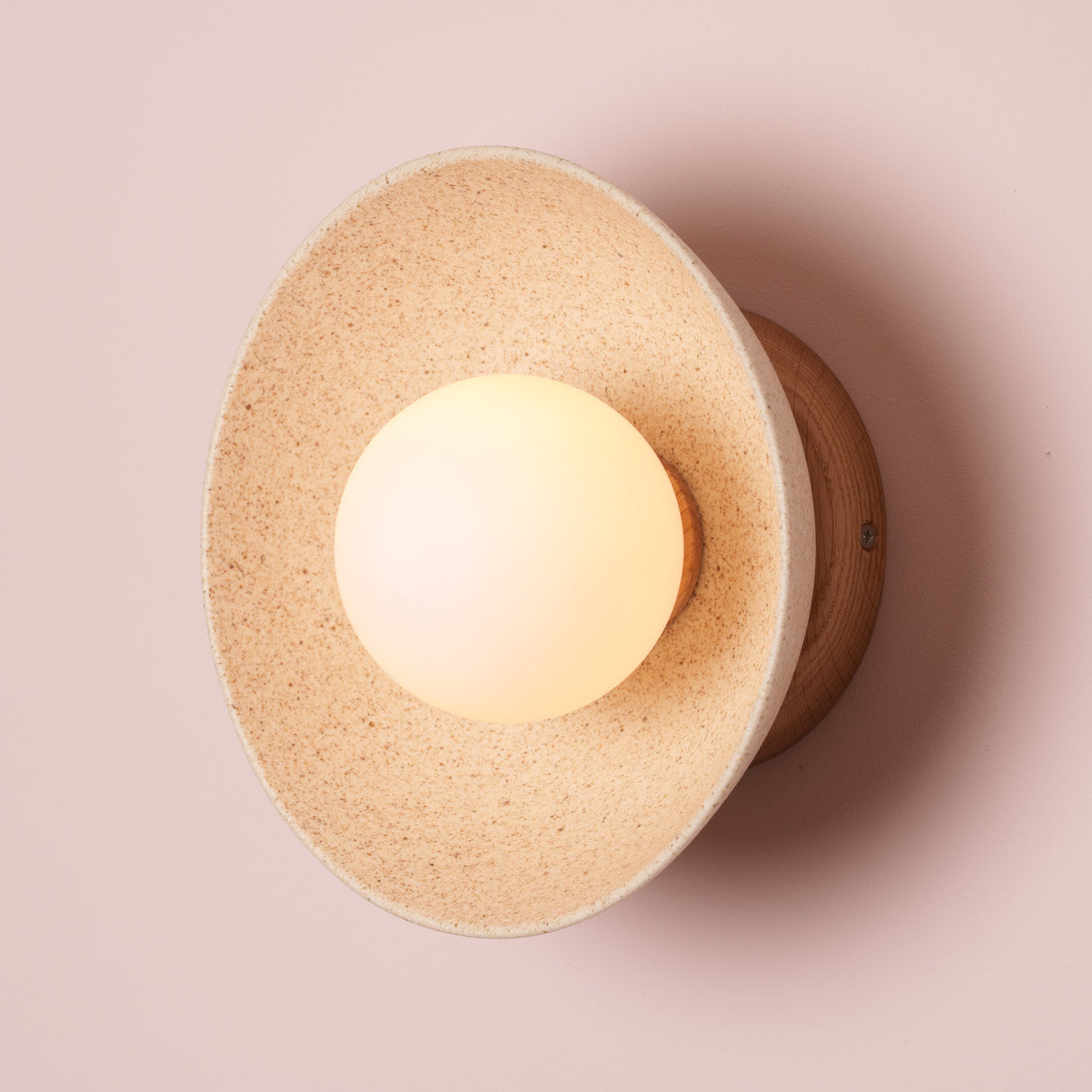 Studio Haran Small Dawn Wall Light in Ceramic and Oak