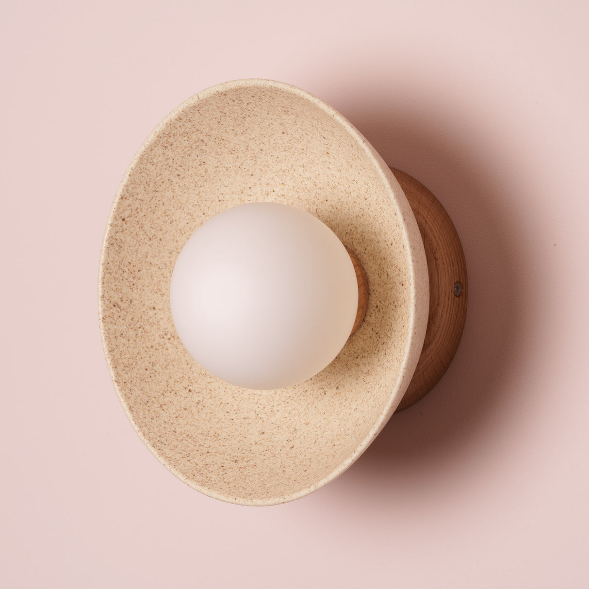 Studio Haran Small Dawn Wall Light in Ceramic and Oak