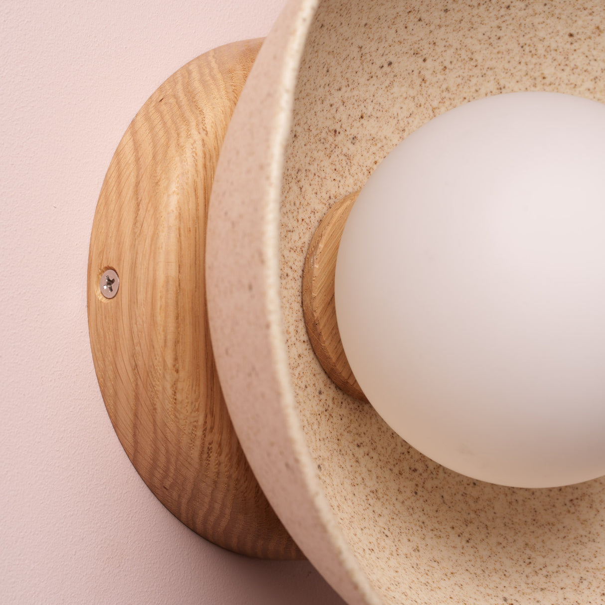 Studio Haran Small Dawn Wall Light in Ceramic and Oak