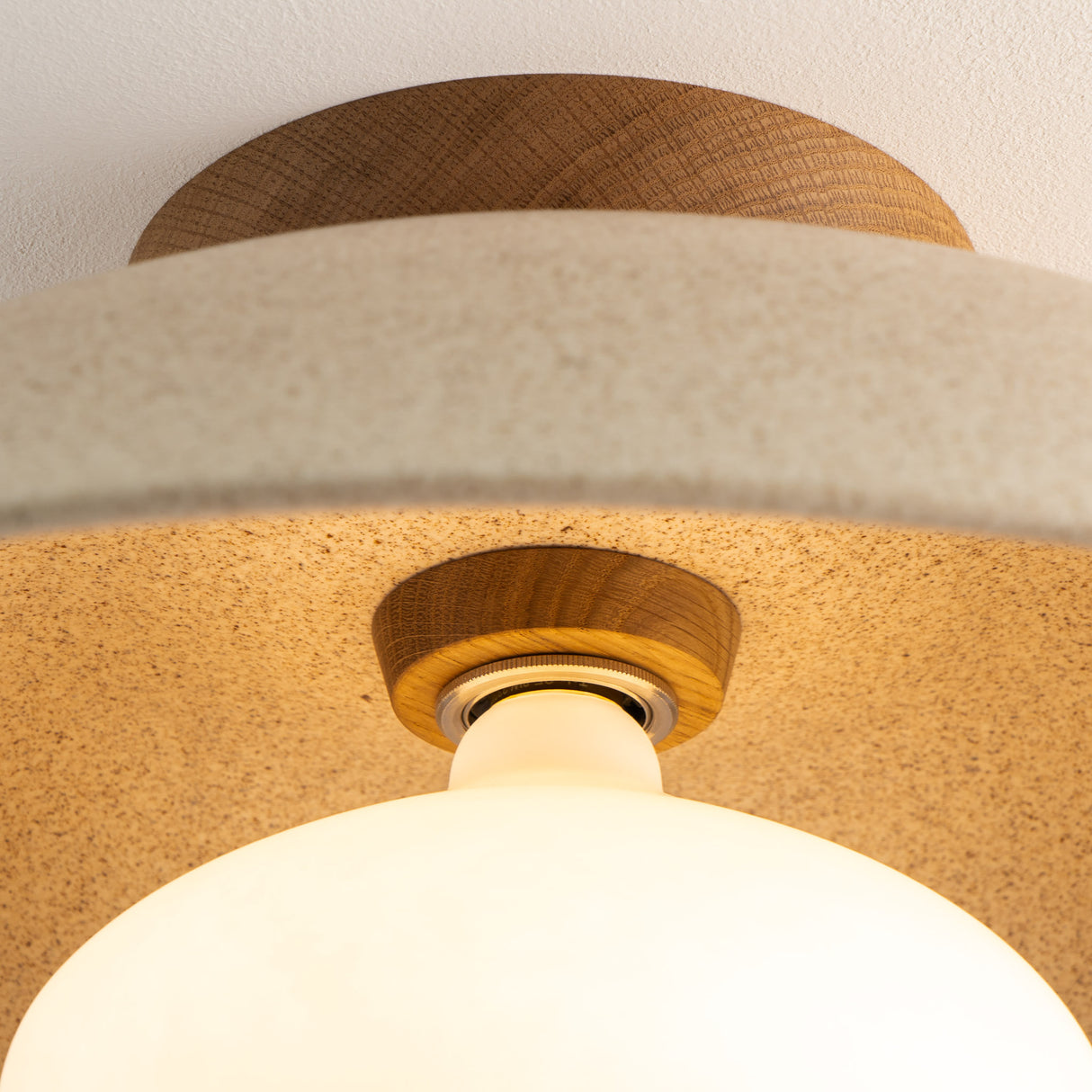 Studio Haran XL Dawn Flush Mount Ceiling Light in Ceramic and Oak
