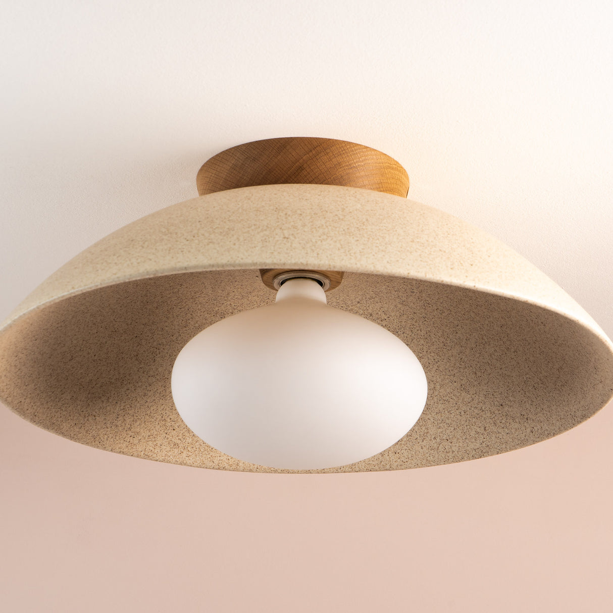Studio Haran XL Dawn Flush Mount Ceiling Light in Ceramic and Oak