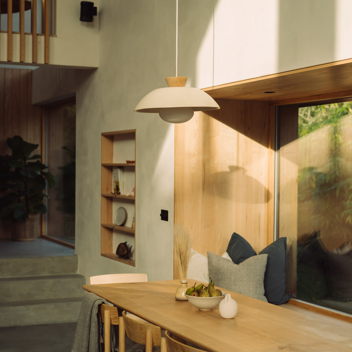 Studio Haran XL Dawn Pendant Light in Ceramic and Oak