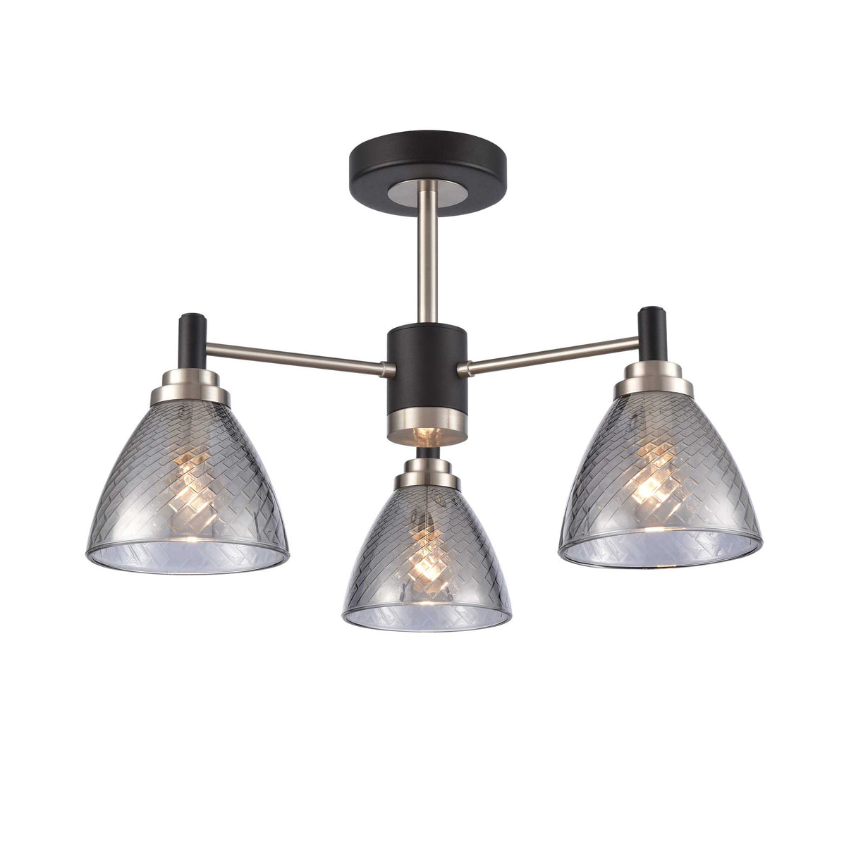 Franklite Metro 3lt semi flush fitting matt black and satin nickel