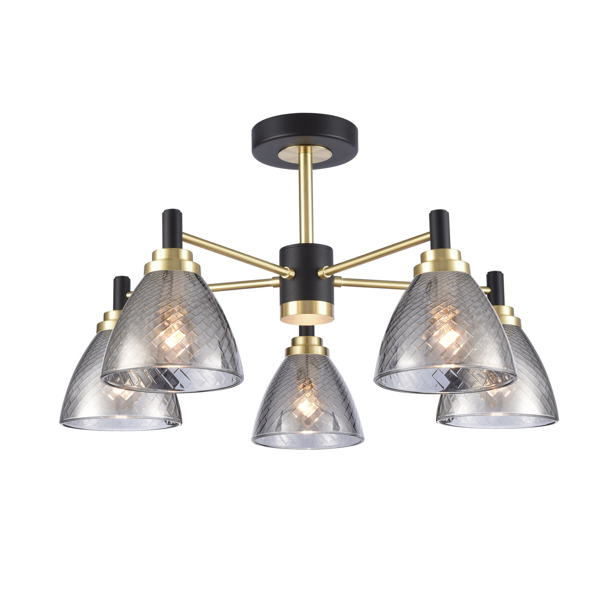 Franklite Metro 5lt semi flush Fitting matt black and satin brass