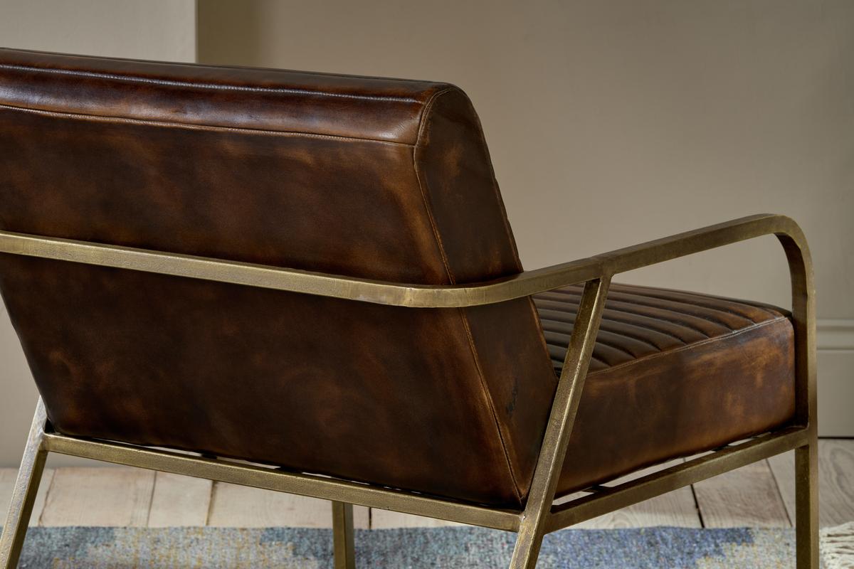 Nkuku Mirai Ribbed Leather Armchair Chocolate Brown