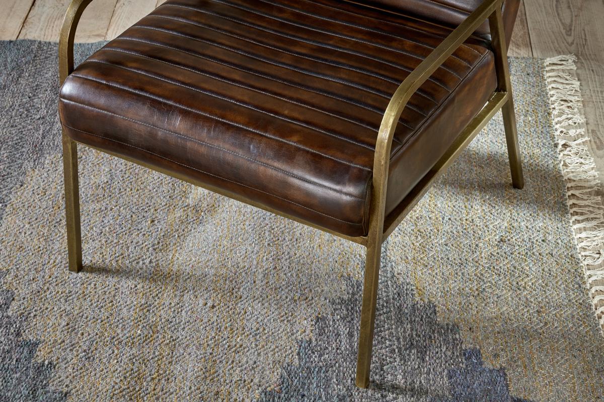 Nkuku Mirai Ribbed Leather Armchair Chocolate Brown