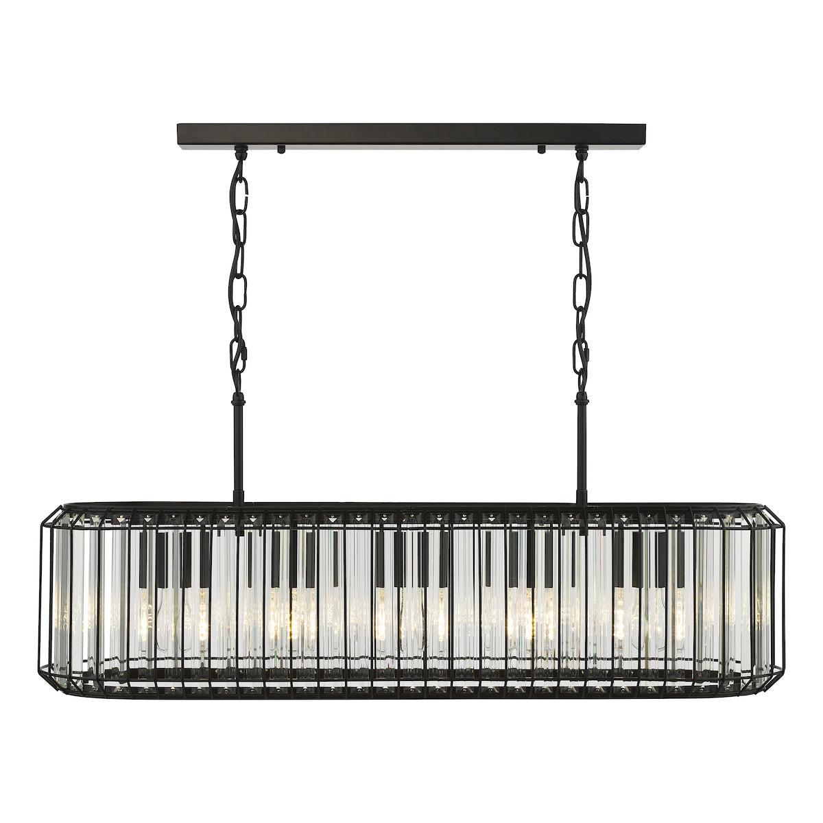 Dar Naeva 5 Light Pendant Matt Black and Crystal