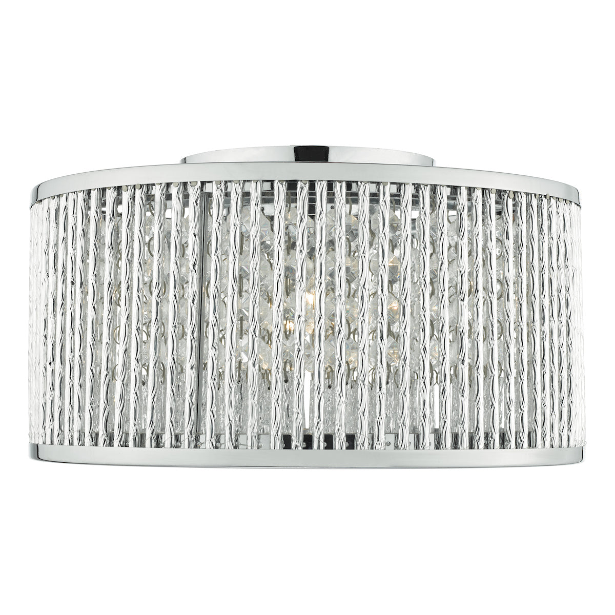 Dar Nantes 3 Light Flush Polished Chrome Alum