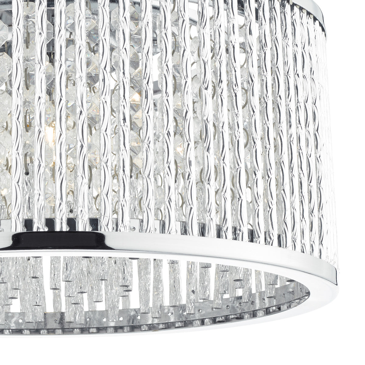 Dar Nantes 3 Light Flush Polished Chrome Alum