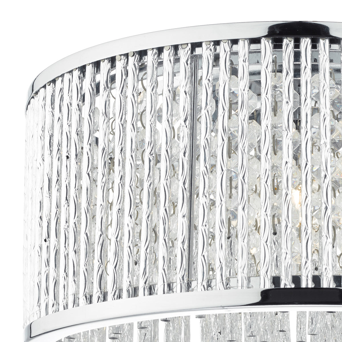 Dar Nantes 3 Light Flush Polished Chrome Alum