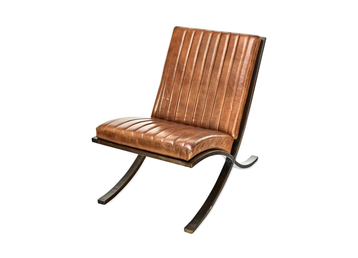 Nkuku Narwana Ribbed Leather Lounger Aged Tan