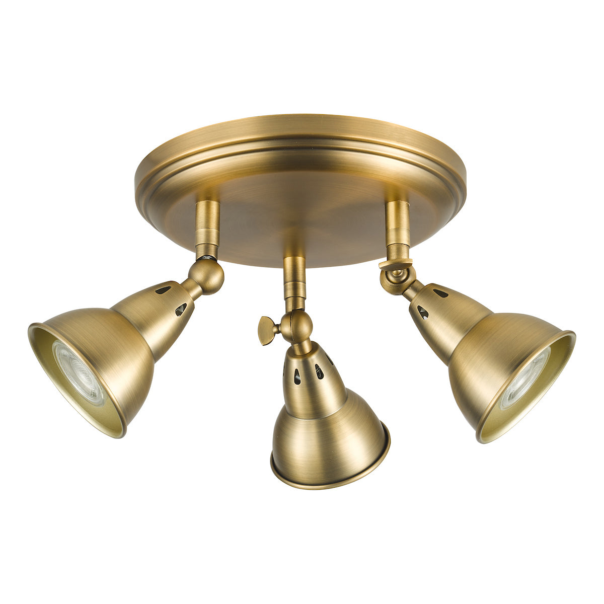 Dar Nathaniel 3 Light Plate Spotlight Aged Brass
